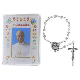 Livreto "O Santo Rosário" Papa Leão XIV com terço de vidro, PORTUGUÊS