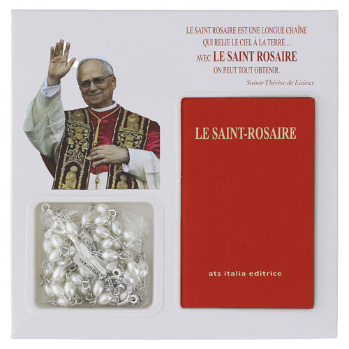 Book: Pope Leo XIV's "The Holy Rosary" with glass rosary, FRENCH 2