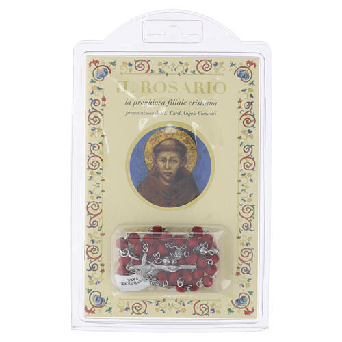 Booklet: "The Rosary" with St. Francis, parchment-effect cover and rose-scented wooden rosary, ITALIAN 4