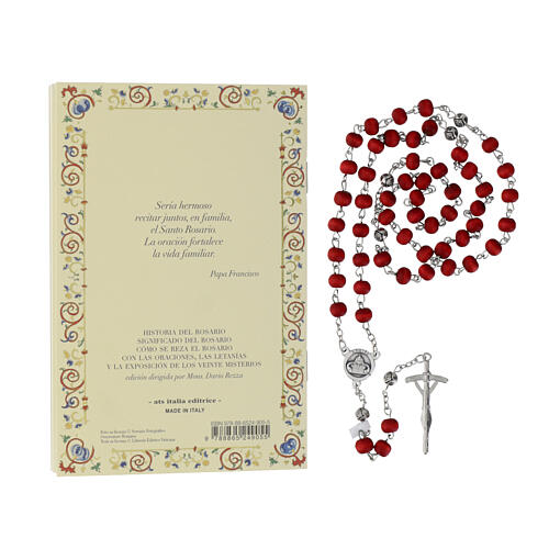 Booklet: "The Rosary" with St. Francis parchment-effect cover and rose-scented wooden rosary, SPANISH 3
