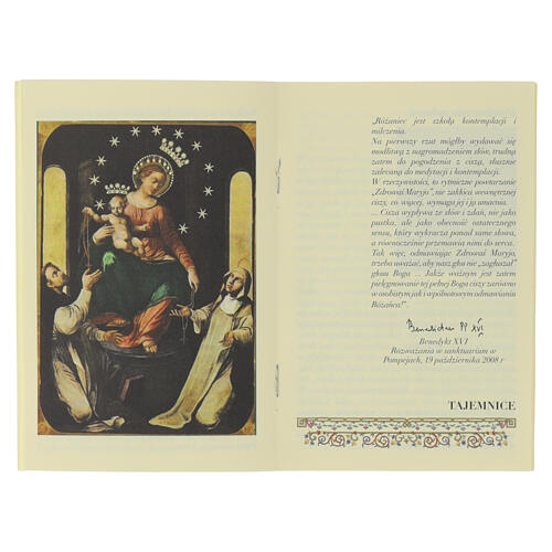 Livret « Le rosaire » Saint François papier effet parchemin avec chapelet en bois, POLONAIS 2