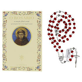 Booklet: "The Rosary" with St. Francis parchment-effect cover and rose-scented wooden rosary, PORTUGUESE