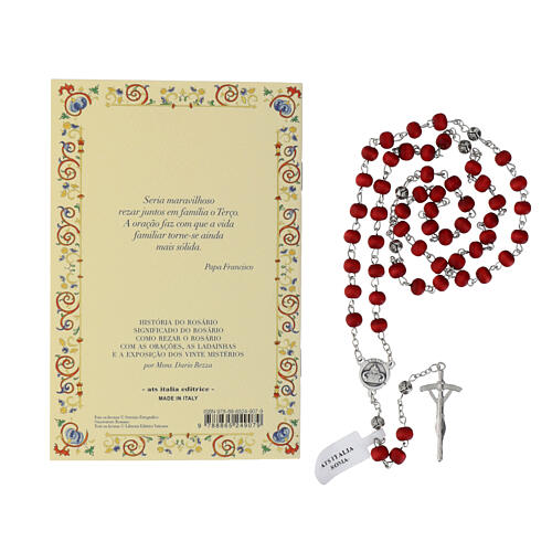 Libro Il rosario con San Francesco carta pergamena rosario legno - LINGUA PORTOGHESE 3