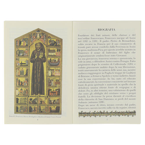 Heft, dem heiligen Franziskus gewidmet, mit Holzrosenkranz und Tau-Kreuz – ITALIENISCHE SPRACHE 2