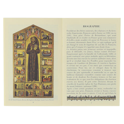 Saint Francis booklet with wooden Tau cross rosary, FRENCH LANGUAGE 2