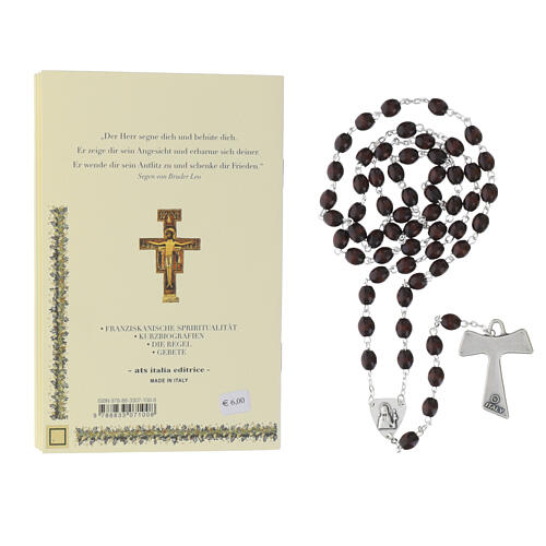 Heft, dem heiligen Franziskus gewidmet, mit Holzrosenkranz und Tau-Kreuz – DEUTSCHE SPRACHE 3