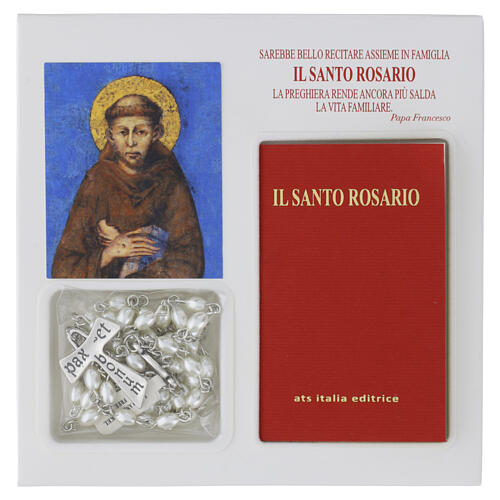 Livro com terço de vidro "O Santo Rosário" São Francisco ITALIANO 2