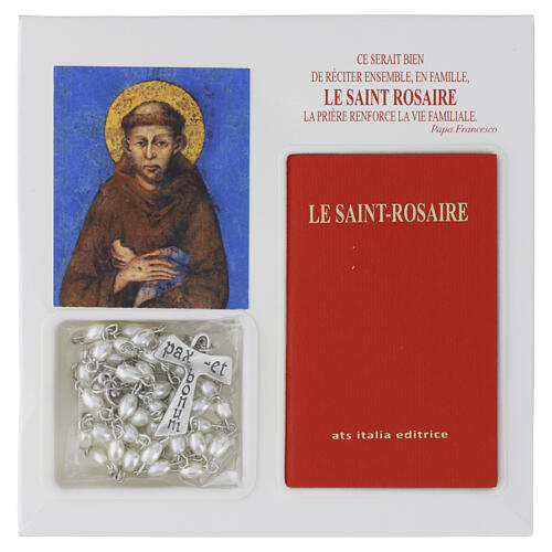 Livreto com terço de vidro "O Santo Rosário" São Francisco FRANCÊS 2
