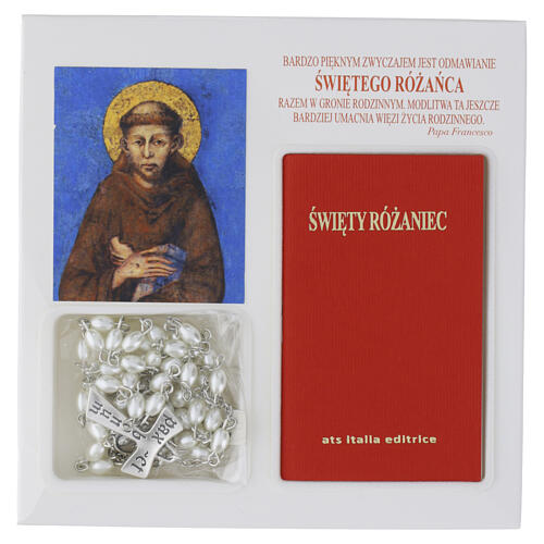 Livreto com terço de vidro "O Santo Rosário" São Francisco POLACO 2