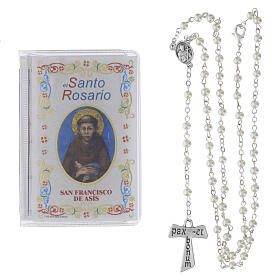 Booklet with glass rosary: "The Holy Rosary and the Mysteries" of St Francis, ITALIAN