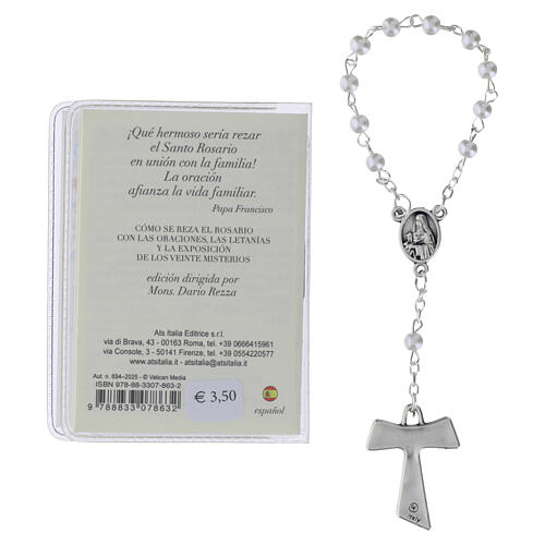 Mini livret « Le Saint Rosaire » avec dizainier en verre Saint François ESPAGNOL 4