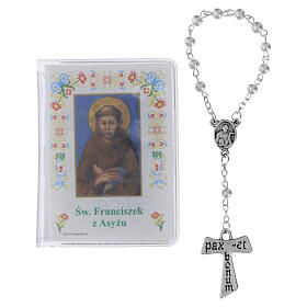 Mini livret « Le Saint Rosaire » avec dizainier en verre Saint François POLONAIS