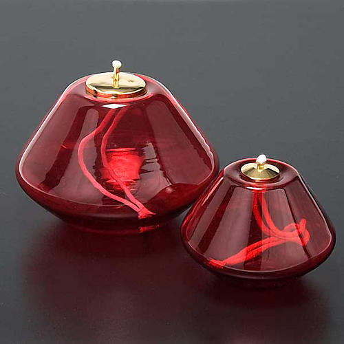 Lampe en verre rouge pour cire liquide 2