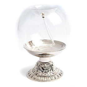 Transparent spheric lamp on silver-plated base