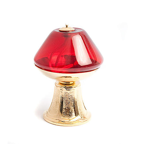 Red glass lamp on gold-plated base 3