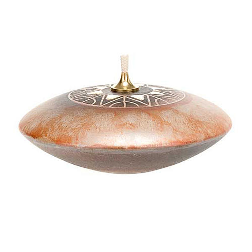 Altarlampe, als Öllampe ausgeführt, runde und flache Form, aus Keramik 2