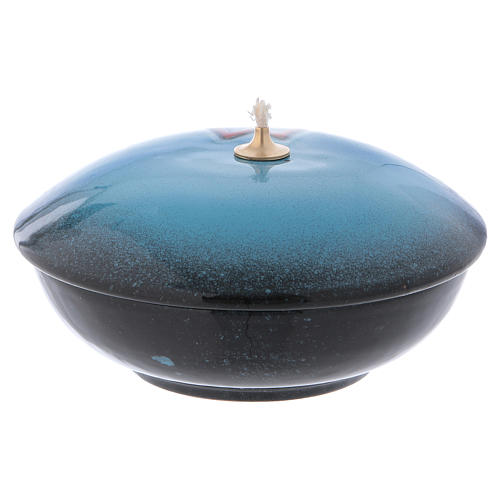 Lampada ciotola ceramica blu simbolo mariano 3