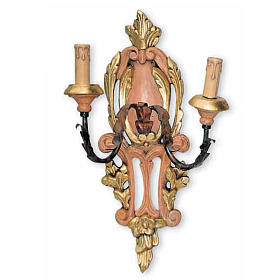 Lampes et lanternes: Applique 2 lumières bois cuivre feuille d'or 50x17 cm Lampes et lanternes: Applique 2 lumières bois cuivre feuille d'or 50x17 cm