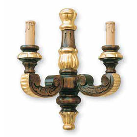 Lampes et lanternes: Applique bois taillé 2 lumières 38x17 cm Lampes et lanternes: Applique bois taillé 2 lumières 38x17 cm