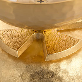 Lampada per cera liquida in ottone martellato dorato