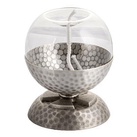 Lampade e lanterne: Lampada per cera liquida in ottone martellato argentato Lampade e lanterne: Lampada per cera liquida in ottone martellato argentato