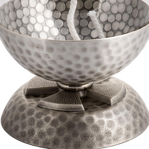 Lampada per cera liquida in ottone martellato argentato 2