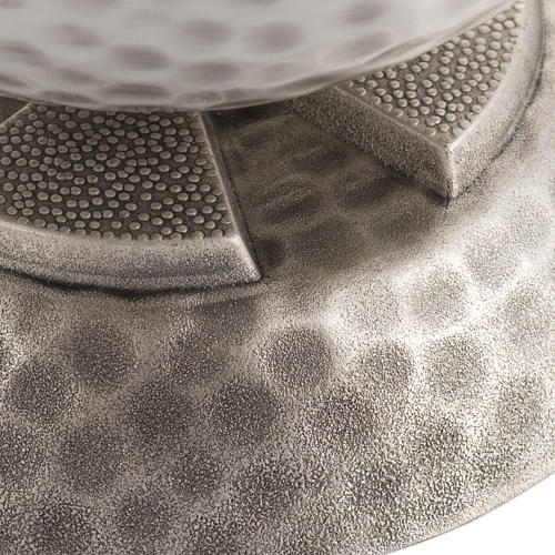 Lampada per cera liquida in ottone martellato argentato 3