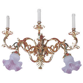 Baroque Applique in brass with 5 electric candles