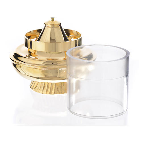 Lanterne à cire liquide blanche sur base h 15,5 cm 2