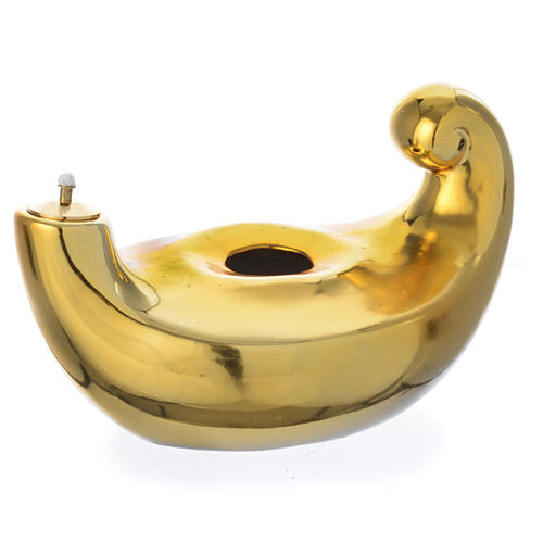 Lampe Aladin porcelaine dorée pour cire liquide 1