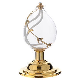 Liquid wax altar lamp in blown crystal with golden decoration