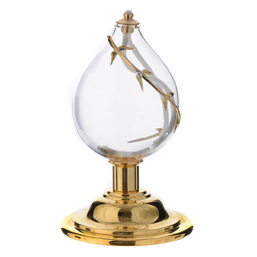 Liquid wax altar lamp in blown crystal with golden decoration 1