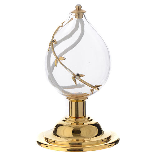 Liquid wax altar lamp in blown crystal with golden decoration 2