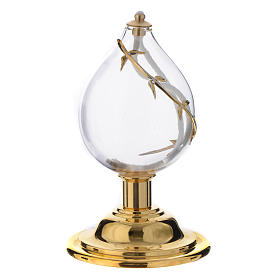 Liquid wax altar lamp in blown crystal with golden decoration