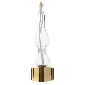Liquid wax altar lamp, Iris model in glass and brass