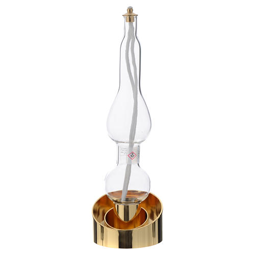 Liquid wax altar lamp, Iris model in glass and brass 1