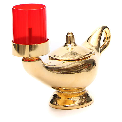 STOCK Aladdin Lamp gold-plated with red light 2