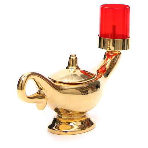 STOCK Aladdin Lamp gold-plated with red light 3