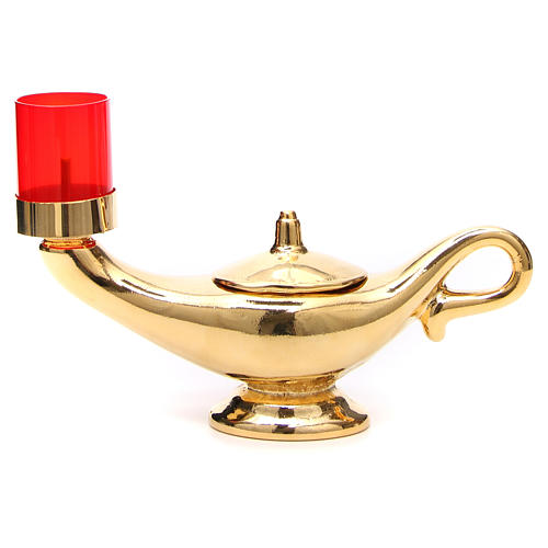 STOCK Lampe Aladin dorée avec lumière rouge 1