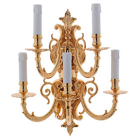 Baroque Applique in brass with 5 candles