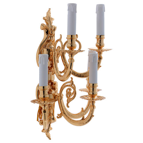 Baroque Applique in brass with 5 candles 3