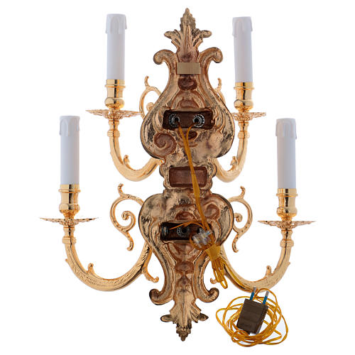 Baroque Applique in brass with 5 candles 6