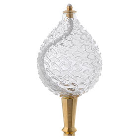 Lampe goutte verre bosselé pied laiton s2