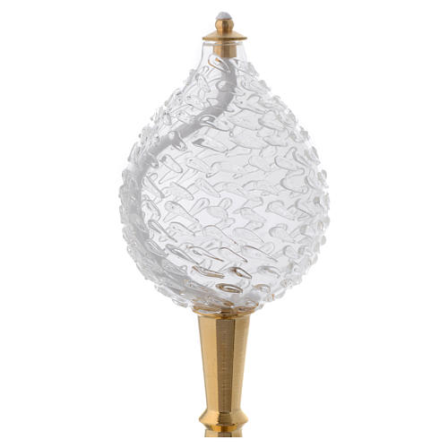 Lampe goutte verre bosselé pied laiton 2