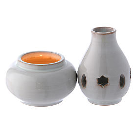 Quemador cerámica forma ánfora blanco