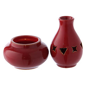 Quemador cerámica forma ánfora rojo