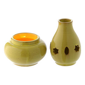 Ceramic lamp yellow colour amphora