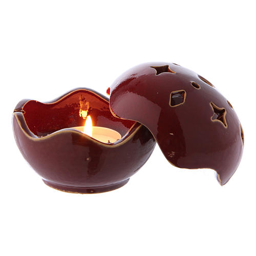 Lampe rouge céramique sphère 2