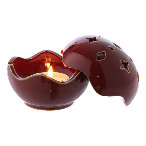 Lampada rossa  ceramica sfera 2
