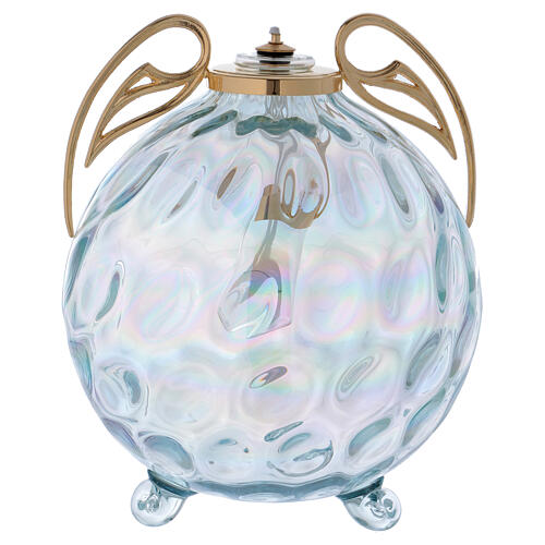 Lamparina esfera com asas e cartucho em pirex 1